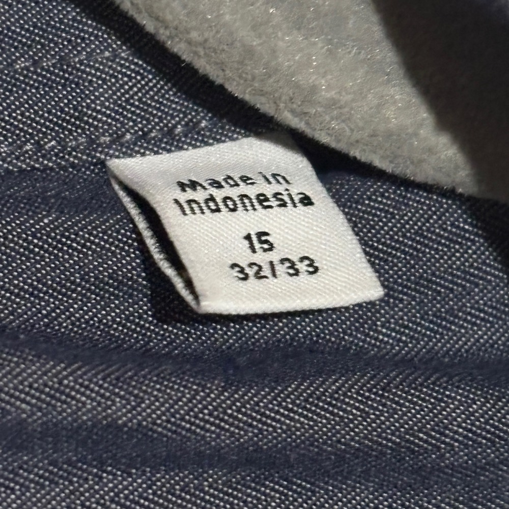 Calvin Klein Dress Shirt Mens 15 32/33 Navy Blue Slim Performance Wrinkle Free - Picture 6 of 7